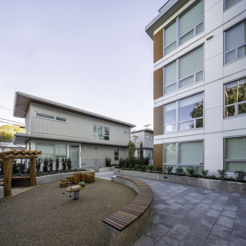 Back view of the siding and exteriors at Basalt in Vancouver, BC