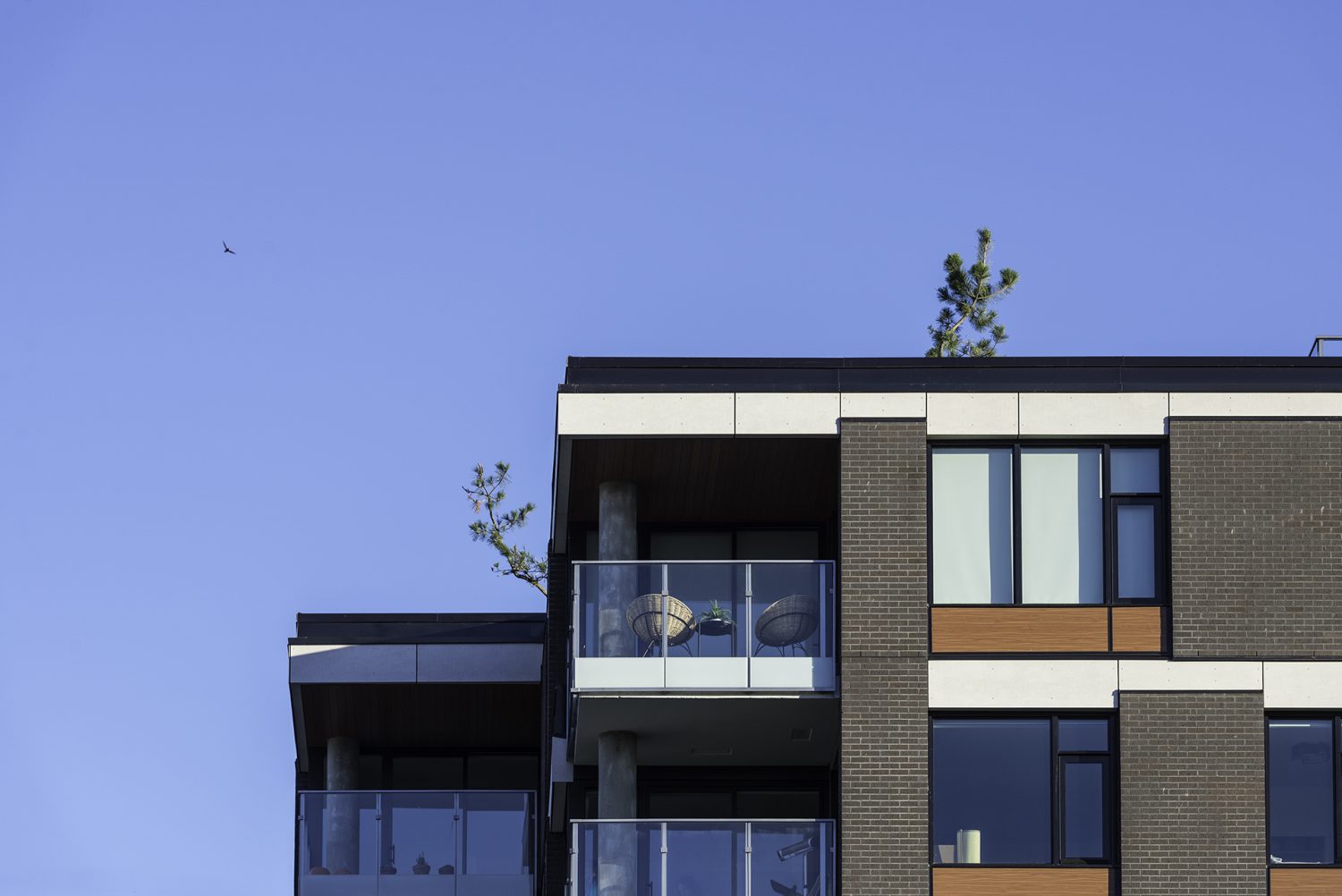 Top floor balcony of new condominium at Elenor on Fifth in Vancouver BC.