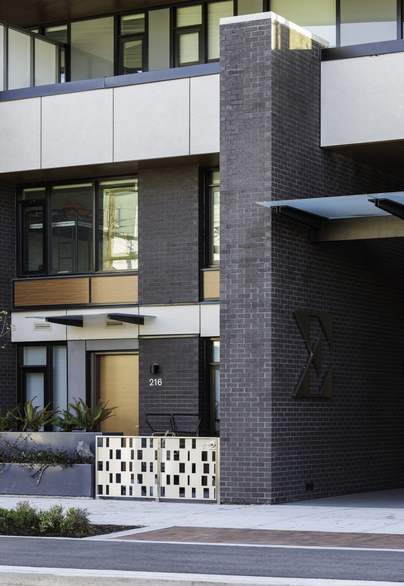 A side view of the exteriors on Elenor on Fifth in Vancouver BC.