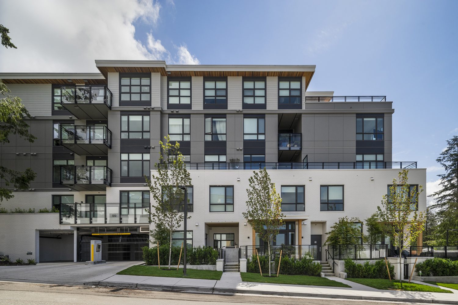 Side view of the Green condo building