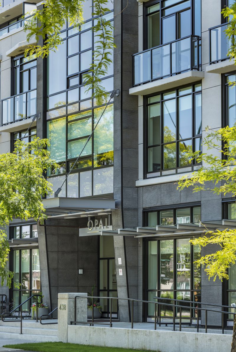 Entrance of the Opal retirement building in Vancouver