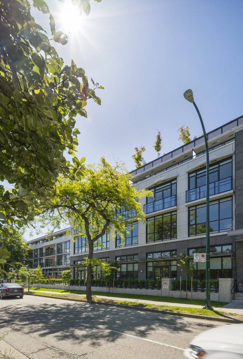 Beautiful exterior of the Opal retirement building in Vancouver