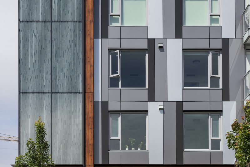 Panel siding of the Parker in Vancouver’s prestigious Oakridge neighbourhood
