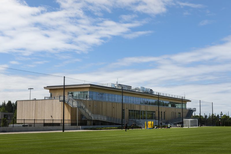 Whitecaps Training Centre front view with siding by Midland Exteriors